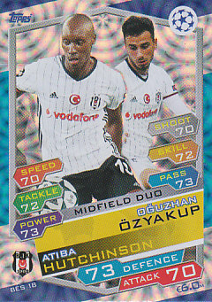 Atiba Hutchinson / Oguzhan Ozyakup Besiktas JK 2016/17 Topps Match Attax CL Midfield Duo #BES18